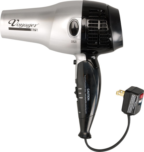 Voyager Hairdryer retractible cord Black/Silver side view