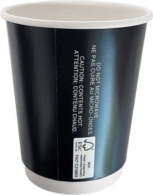 Double Walled 10 oz Black Paper Cup Back