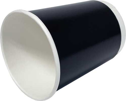 Double Walled 10 oz Black Paper Cup on its Side