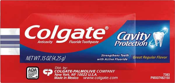 colgate single-use toothpaste packet front