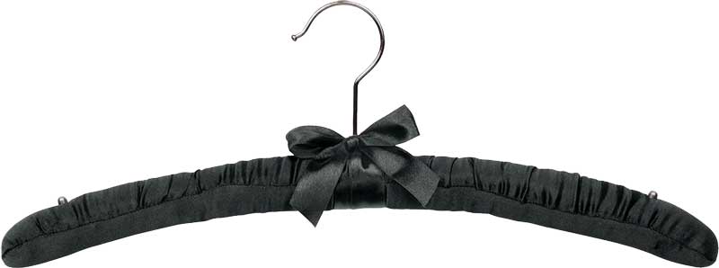 Padded Black Satin Hanger