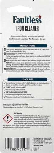 Faultless Hot Iron Cleaner Back Package