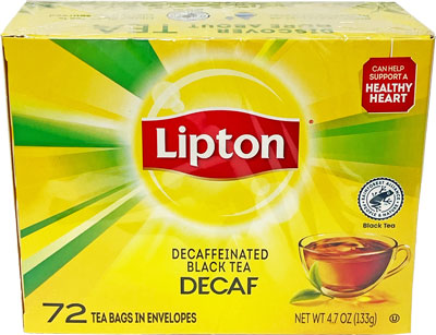 Lipton Decaffeinated Black Tea Box