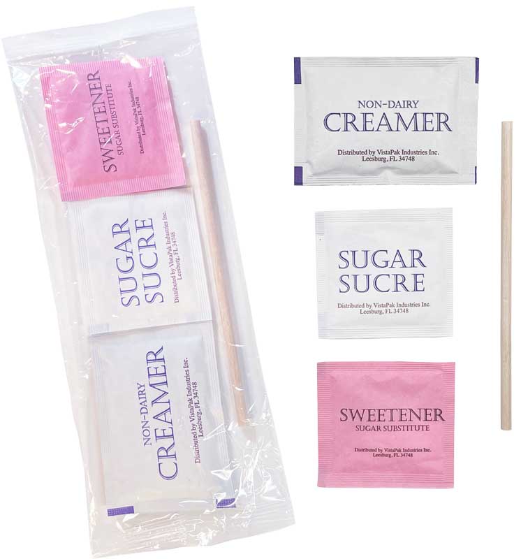 Coffee Condiment Pack, Wooden Stir Stick (no napkin) All