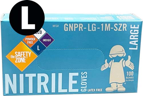 Large Disposable Nitrile Gloves with label