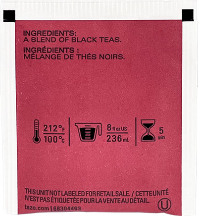Tazo Awake English Breakfast Tea back of tea bag