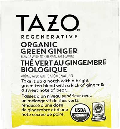 Tazo Green Ginger Tea Bag Front