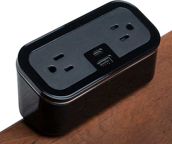 CubieMini Power Outlet and Phone Charger on Table