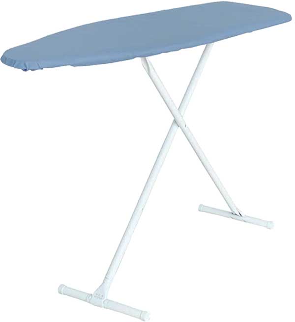 Standard Ironing Board 53x14 Blue Cover White T-Legs Standing