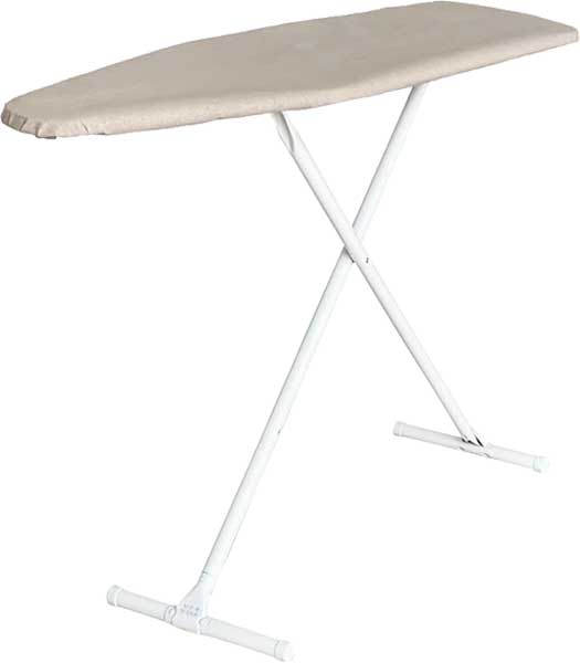 standard ironing board 53x14 khaki cover white t-legs standing
