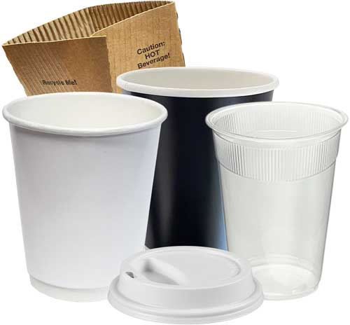 Paper Coffee Cups, Plastic Cup, Lids and Paper Cup Sleeve